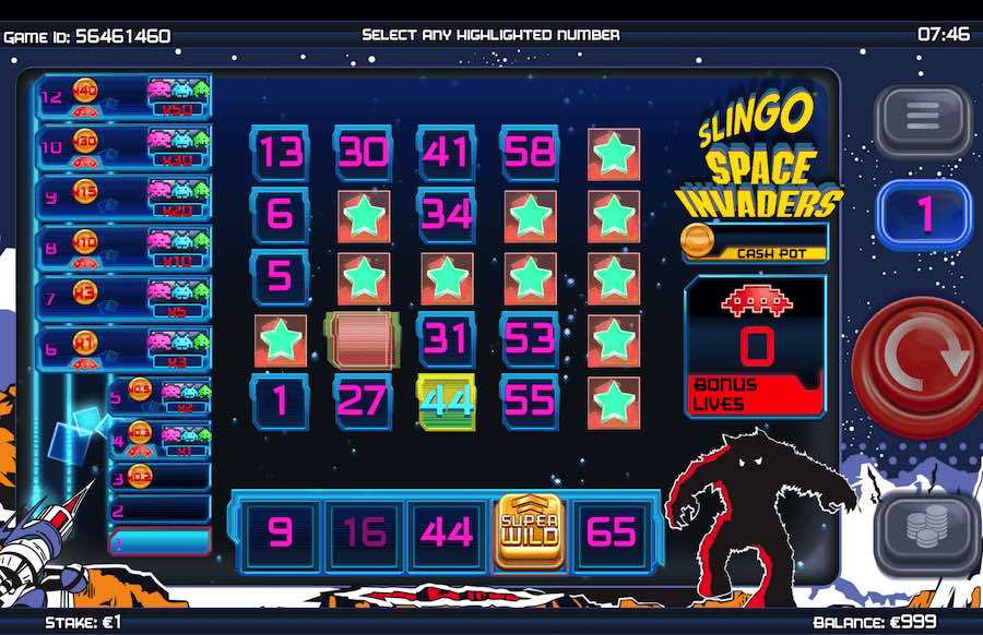 Slingo Space Invaders Gameplay