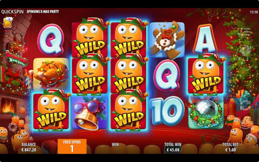 Wilds Will Remain Sticky For The Duration Of The Free Spins Feature On Spinions Xmas Party Slot