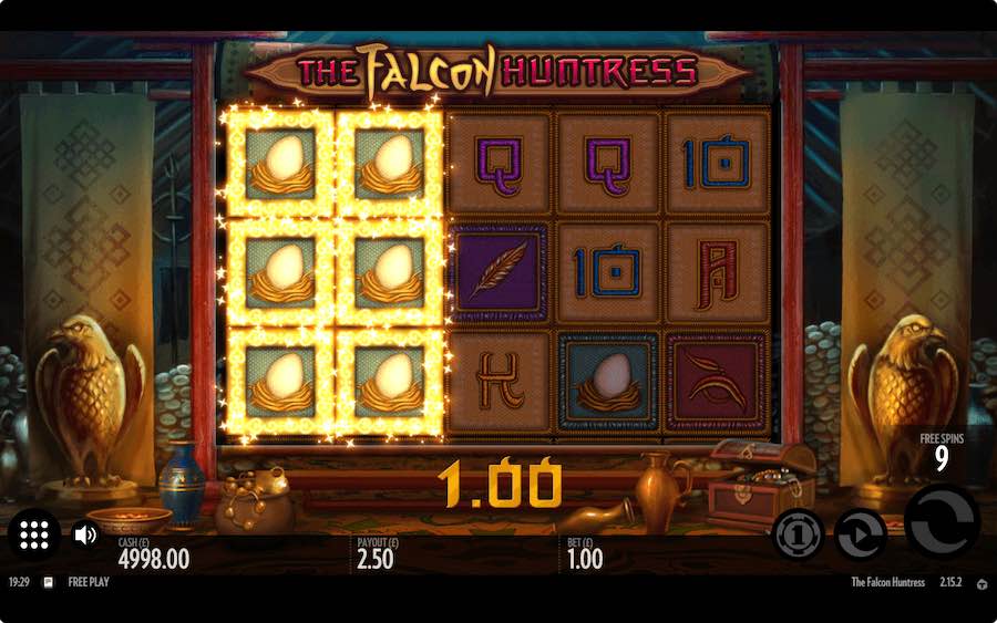 Land 3 Of The Scatter Symbols In View During The Base Game Play To Trigger The Free Spins Feature On The Falcon Huntress Video Slot