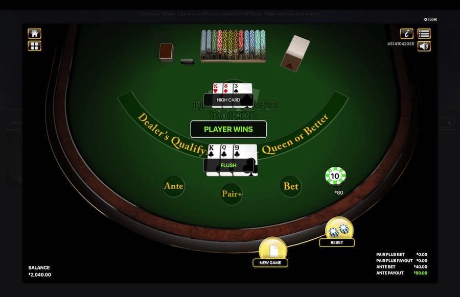 Kartu Kemenangan Tiga Kartu Poker