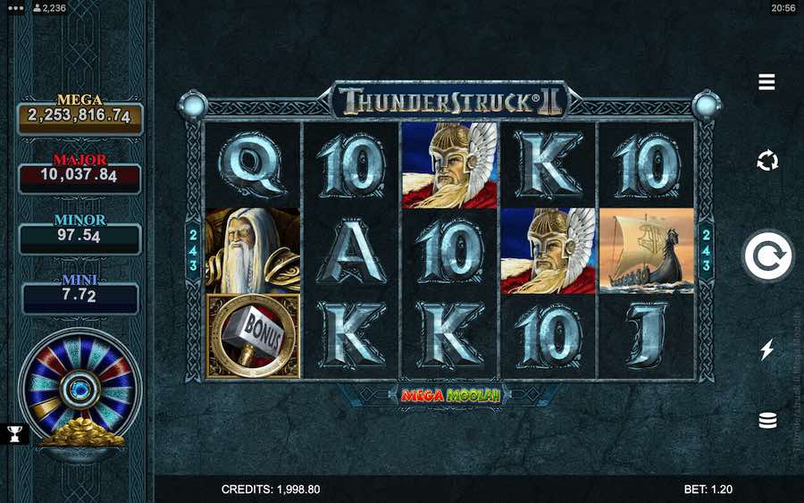 Microgaming's Thunderstruck 2 Mega Moolah Online Slot Features 5 Reels, 243 Ways To Win And 4 Progressive Jackpots