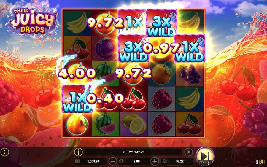 Triple Juicy Drops Online Slot Is A 5 Reel Game From Betsoft That Features The Cluster Pays Mechanic And Wins Up To A Maximum Of 30,004x Bet