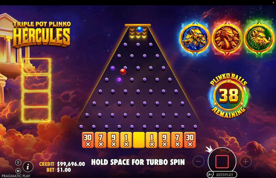 Triple Pot Plinko Hercules Gameplay
