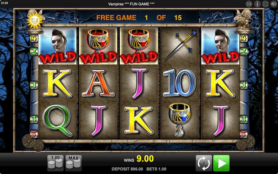 Play With The Cloning Wild Feature In The Free Spins On Merkur Gaming's Vampires Slot