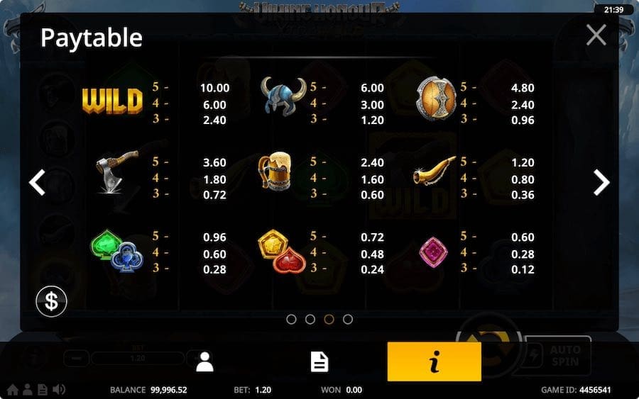 Paytable For Viking Honour Xtrawild Slot