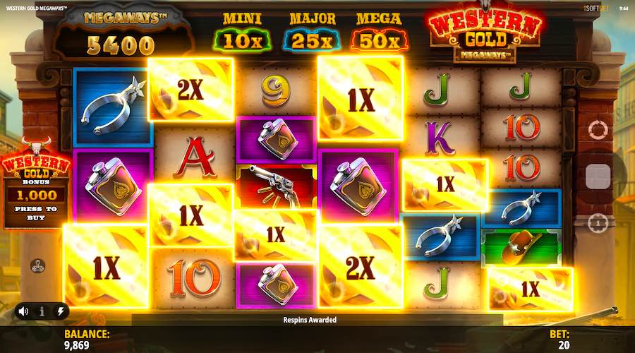 5 Or More Scatter Symbols In View Will Trigger The Free Spin Bonus On Western Gold Megaways™