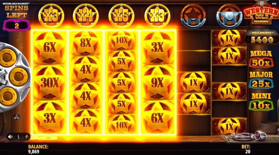 Fill A Row With Multipliers To Activate The Full Reel Multiplier On Western Gold Megaways™